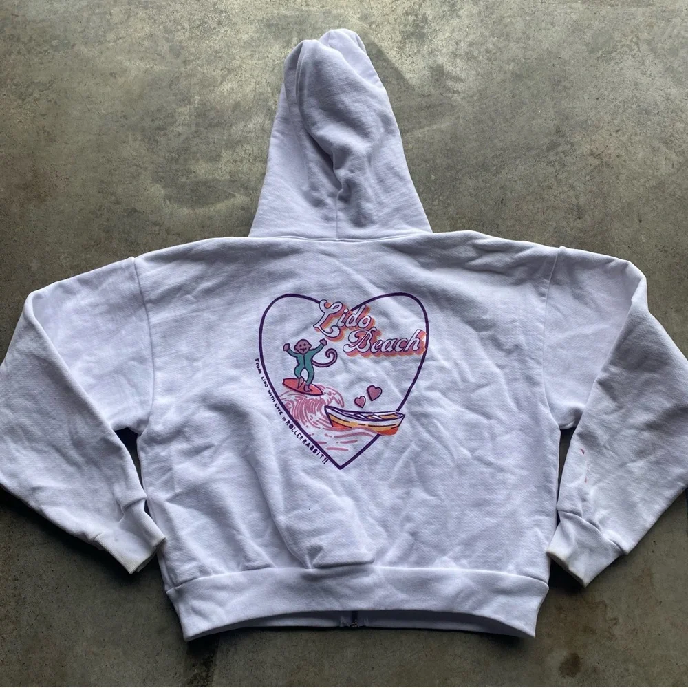 Roller Rabbit White Zip-Up Hoodie with Pink Design - Picture 2 of 9